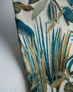 Atlanta Teal Gold Botanical Leaf Curtain - Image 2