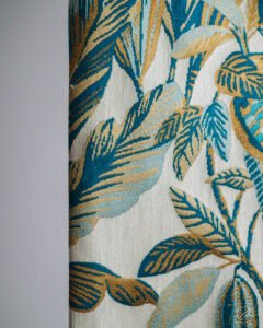 Atlanta Teal Gold Botanical Leaf Curtain - Image 3