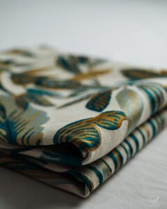 Atlanta Teal Gold Botanical Leaf Curtain - Image 4
