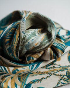 Atlanta Teal Gold Botanical Leaf Curtain - Image 5