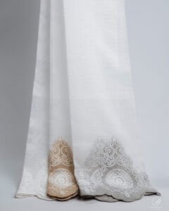 Bengu Baroque Embroidered Linen Texture Sheers