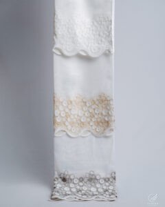 Guzin Textured Linen Sheer Curtains with Circular Lace Embroidery