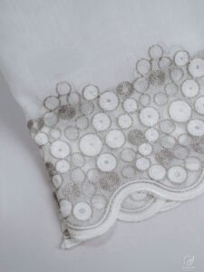Guzin Textured Linen Sheer Curtains with Circular Lace Embroidery - Image 6