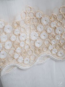 Guzin Textured Linen Sheer Curtains with Circular Lace Embroidery - Image 7