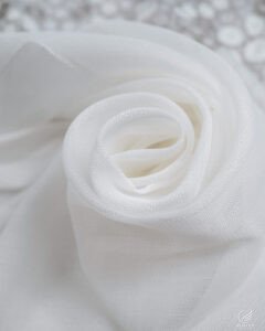 Guzin Textured Linen Sheer Curtains with Circular Lace Embroidery - Image 4