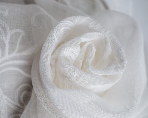 5014 Ornate Scroll Embroidery Linen-Look Sheer - Image 4