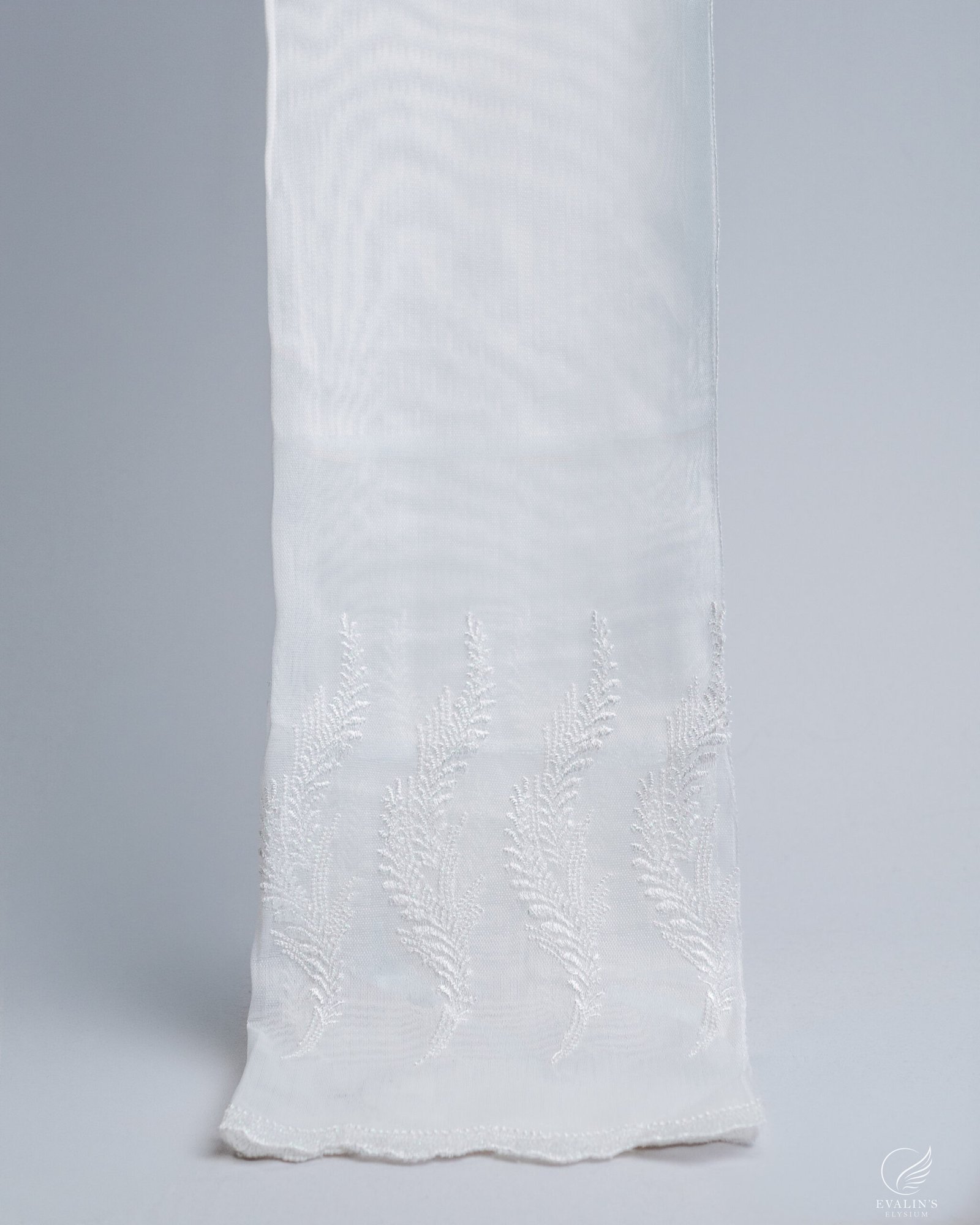BRD Embroidered Lightweight White Sheer