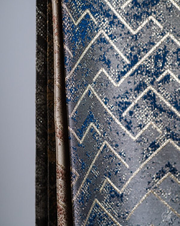 Zumrut Modern Geometric Zigzag Textured Curtains - Image 2