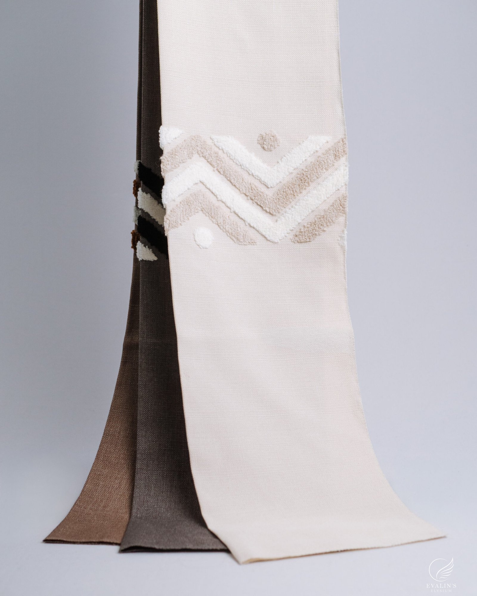 Zeus Sculpted Chevron Tufted Linen-Look Abstract Curtain