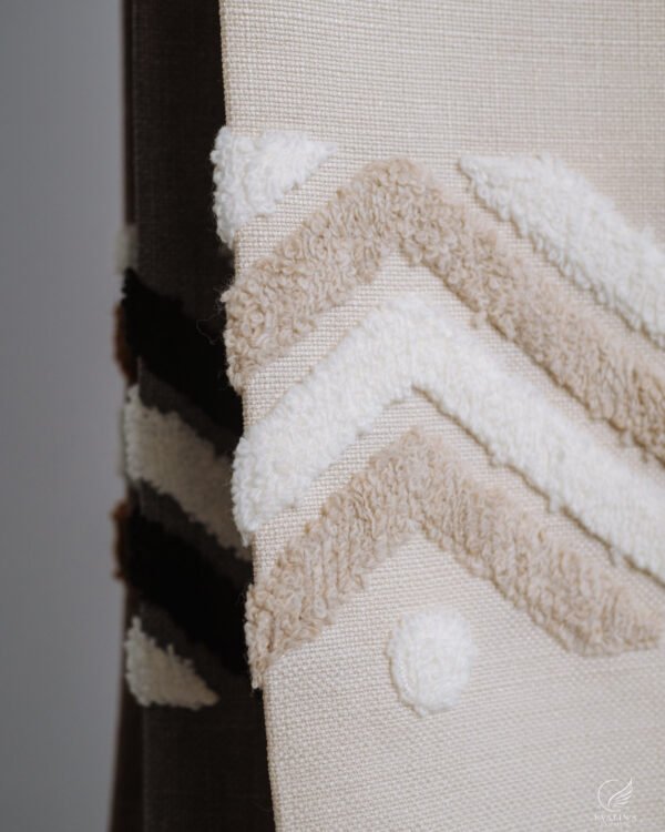 Zeus Sculpted Chevron Tufted Linen-Look Abstract Curtain - Image 3