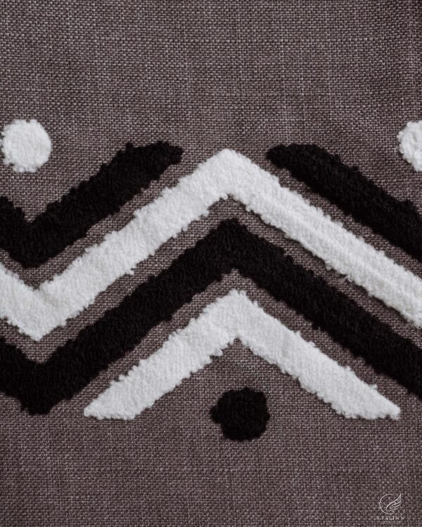 Zeus Sculpted Chevron Tufted Linen-Look Abstract Curtain - Image 10