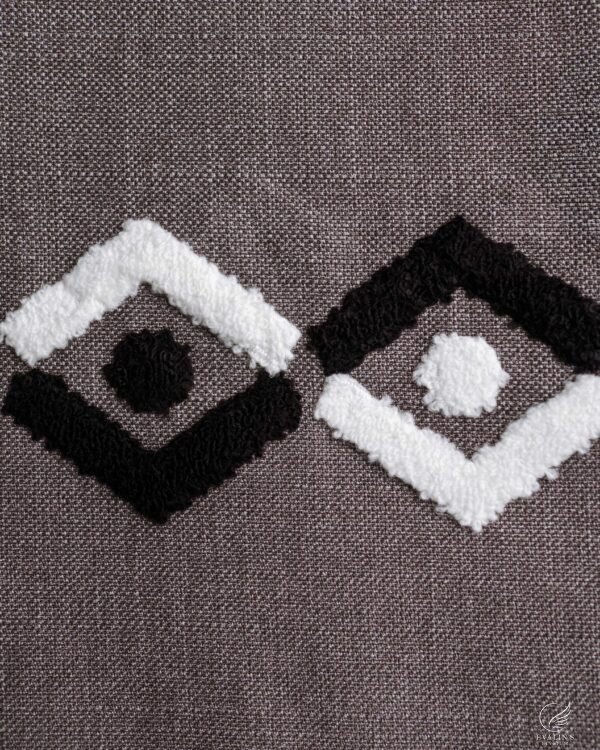 Zeus Sculpted Chevron Tufted Linen-Look Abstract Curtain - Image 9