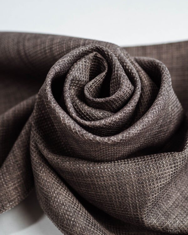 Selimiye Loomed Grid Linen-Look Curtain - Image 5