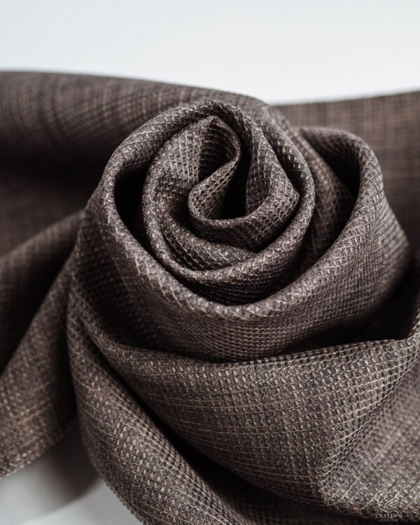 Selimiye Loomed Grid Linen-Look Curtain - Image 5