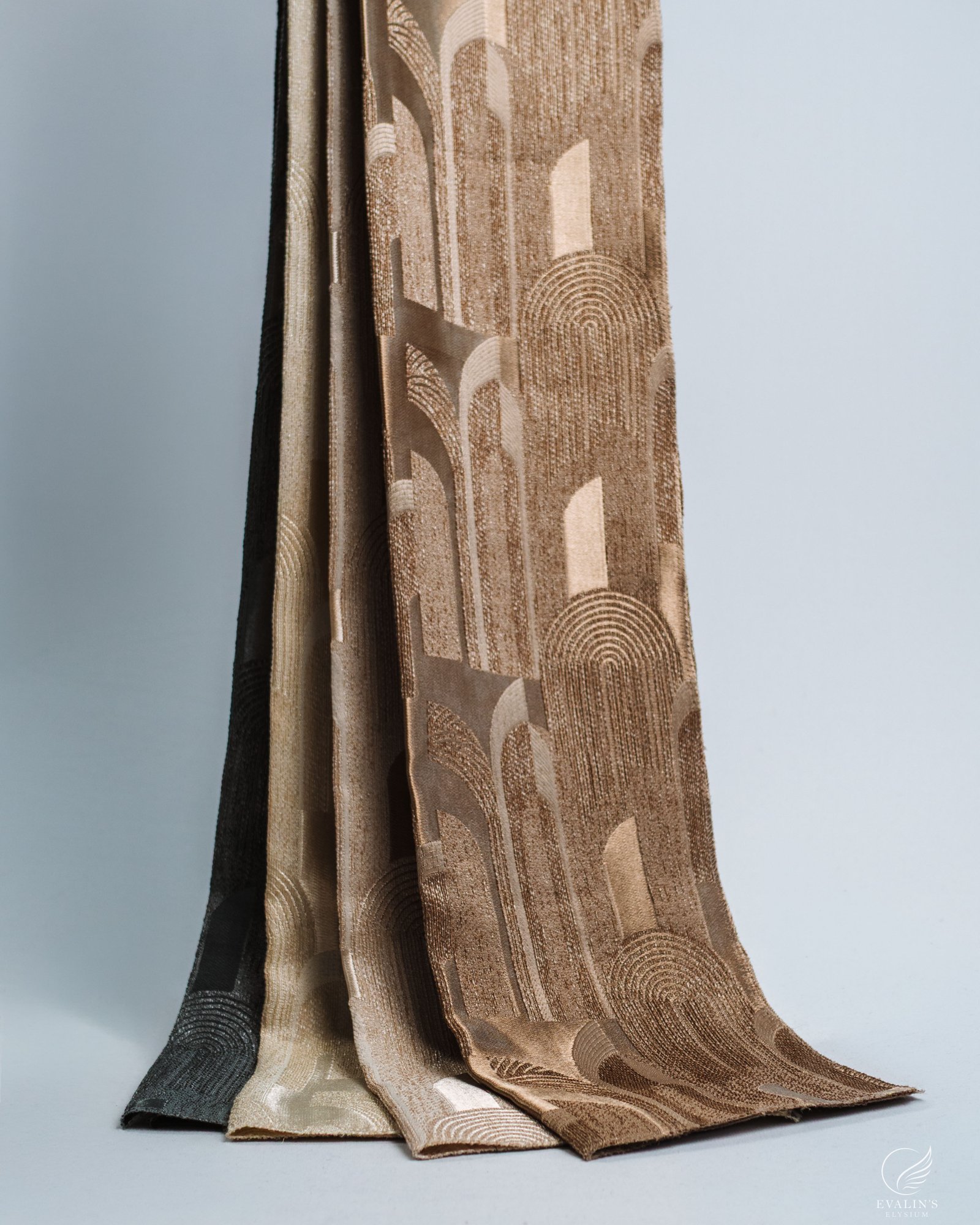 Okyanus Architectural Fan Embroidered Curtain